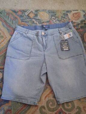 Democracy Light Blue High-Rise Denim Bermuda Shorts